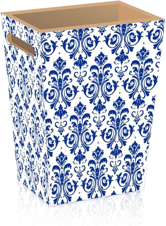 Cesta di imballaggio in legno reale - stile Chinoiserie - 1 pezzo - Blu e bianco