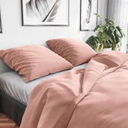 Set da letto 155 x 220 cm, cotone, rosa, adempiente, 1 x copertina da letto 155 x 220 + 1 x cuscino 80 x 80, bianco