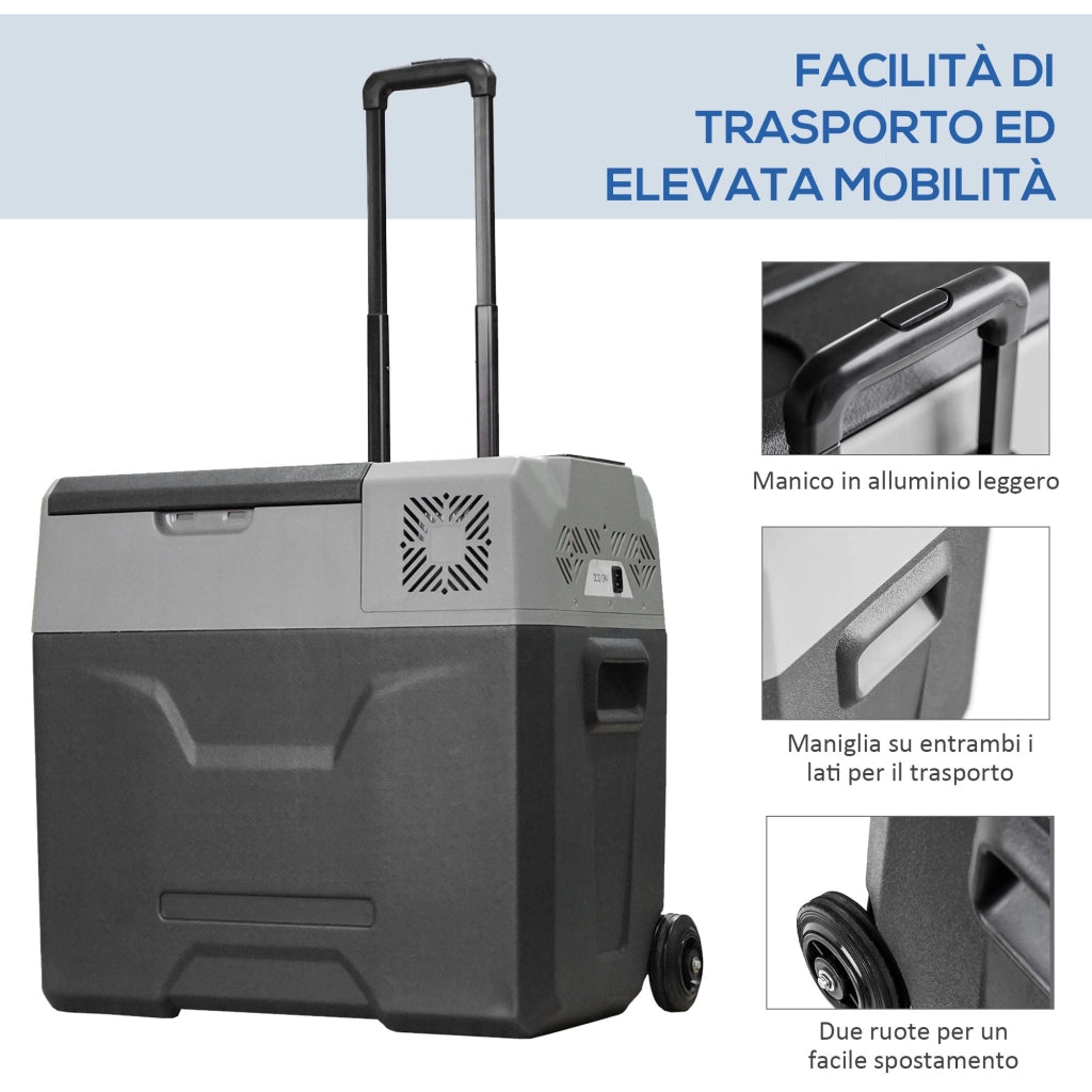 Frigo Portatile per Auto da 50L 58,6x37,8x54,5 cm con Pannello Touch e Ruote Grigio