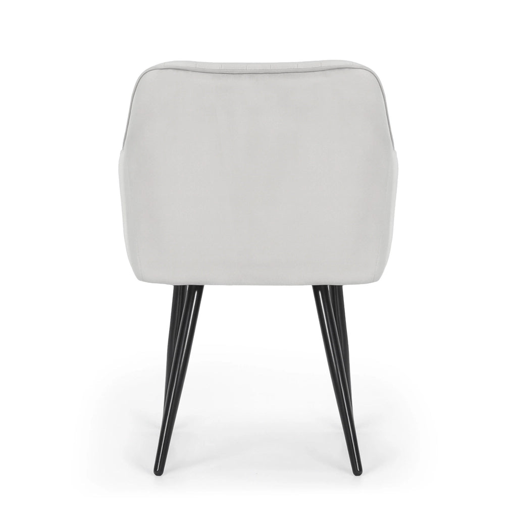 Set di 4 Sedie in velluto con cuciture verticali FLORENCE Grigio gambe nere