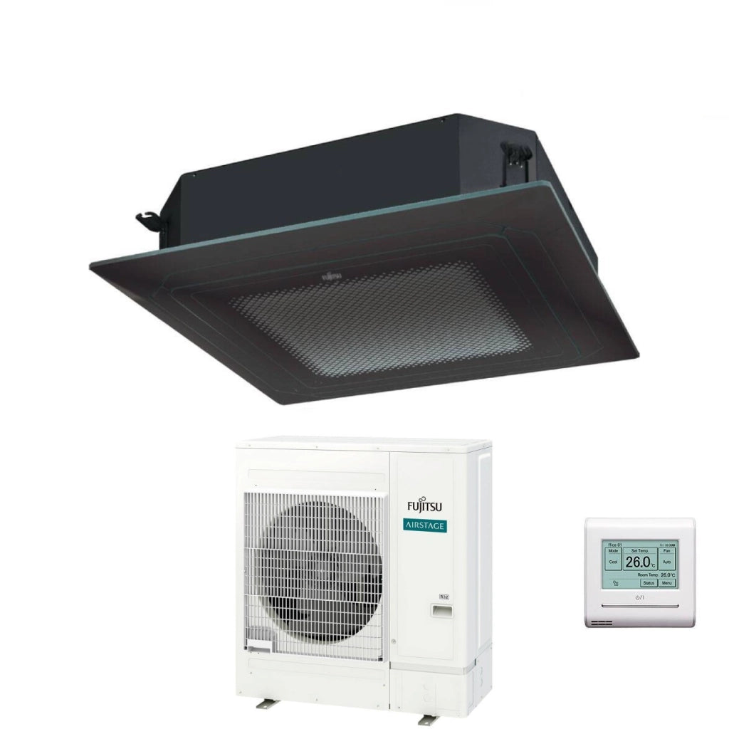 Condizionatore a Cassetta Fujitsu KR Circular Flow Black 45000 Btu AUXG45KRLB Monofase R-32 Wi-Fi Optional con Griglia e Filocomando