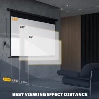Telo per Proiettore 120" 16:9 Motorizzato con Telecomando, Fissaggio a Muro e Soffitto, Nero