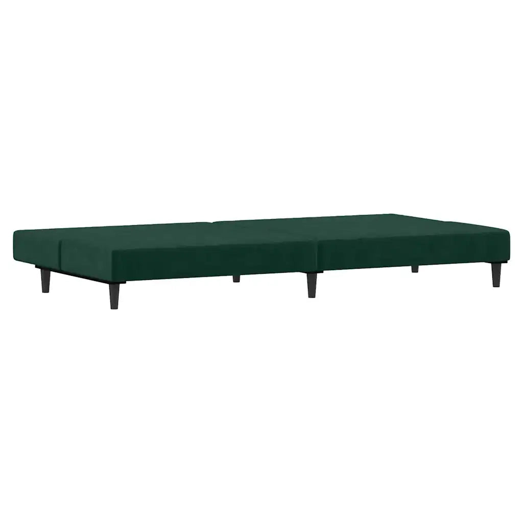 Divano Letto a 2 Posti Verde Scuro in Velluto 375734