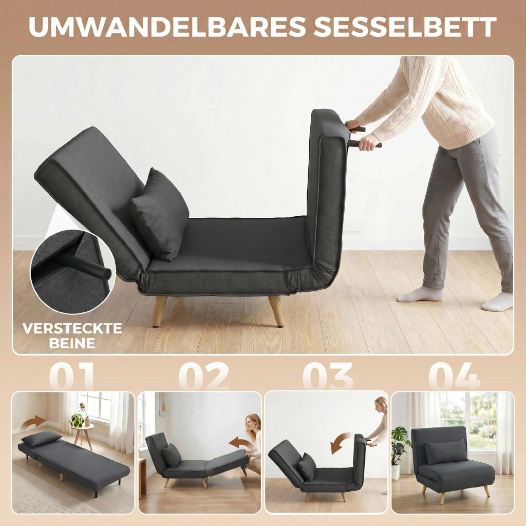Poltrona letto reclinabile pieghevole ¨C Minimal ¨C grigio tessuto