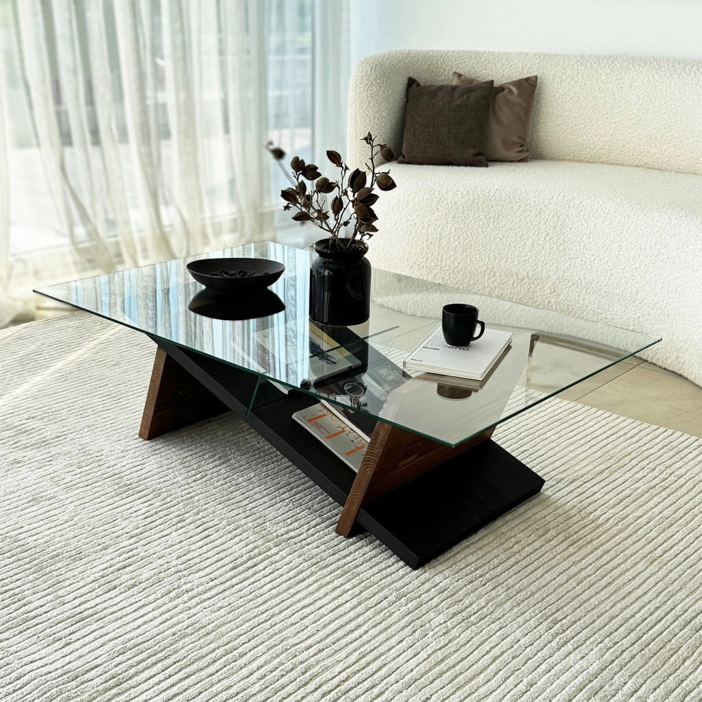 Incarico, Tavolino da Salotto un Vano, 105x65x31h cm Marrone Noce