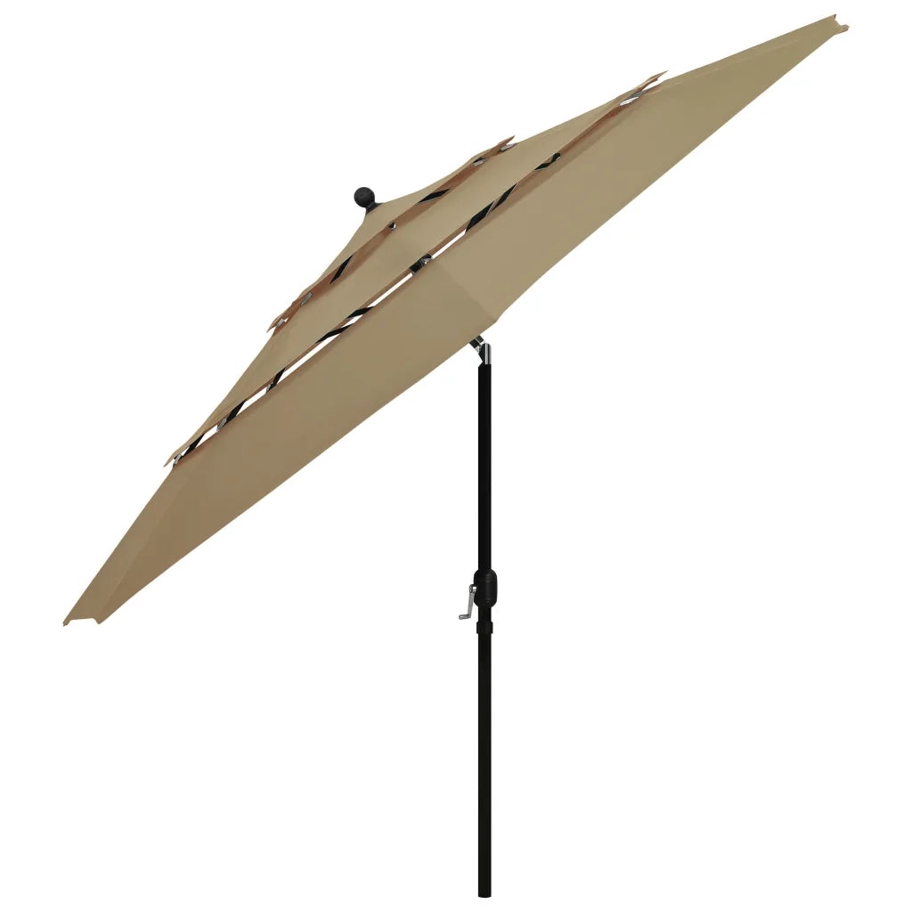 Ombrellone a 3 Livelli con Palo in Alluminio-Ombrello da giardino Grigio Talpa 3,5 m
