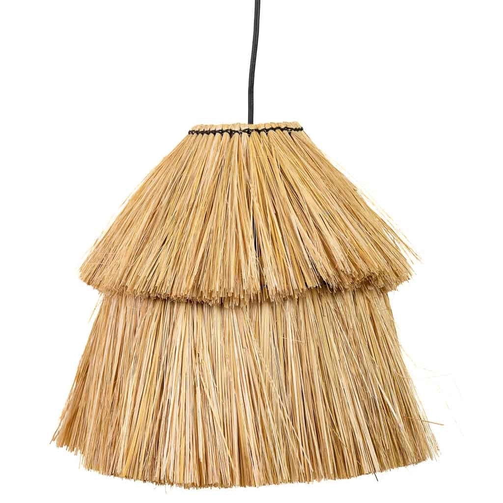 Plafoniera in fibra naturale marrone 38x38x30h