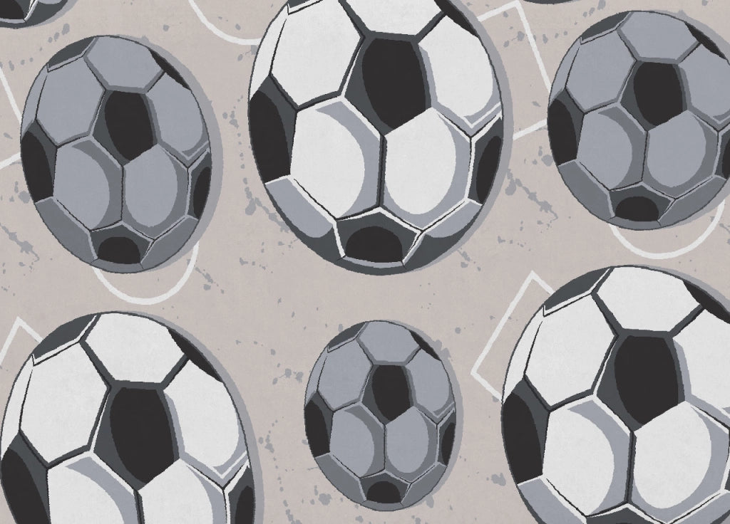 Telo Arredo Multiuso Linea Pensieri Delicati In 100% Cotone Disegno Calcio - Singolo - Grigio