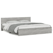 Letto matrimoniale | Letto per adulti | Giroletto con Testiera Grigio Sonoma 160x200 cm