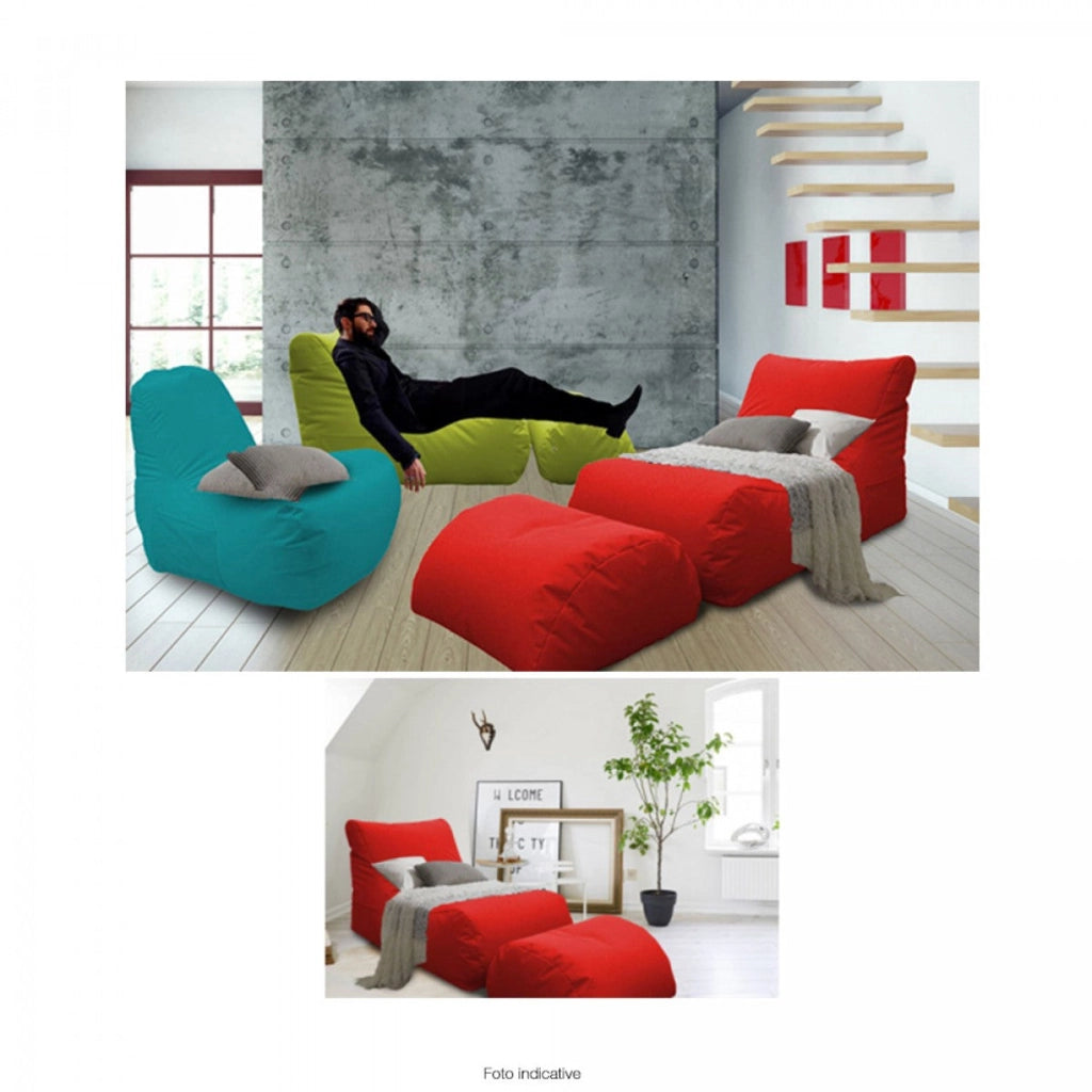 Poltrona Pouf Chaise Longue con Poggiapiedi in Poliestere Verde Avalli