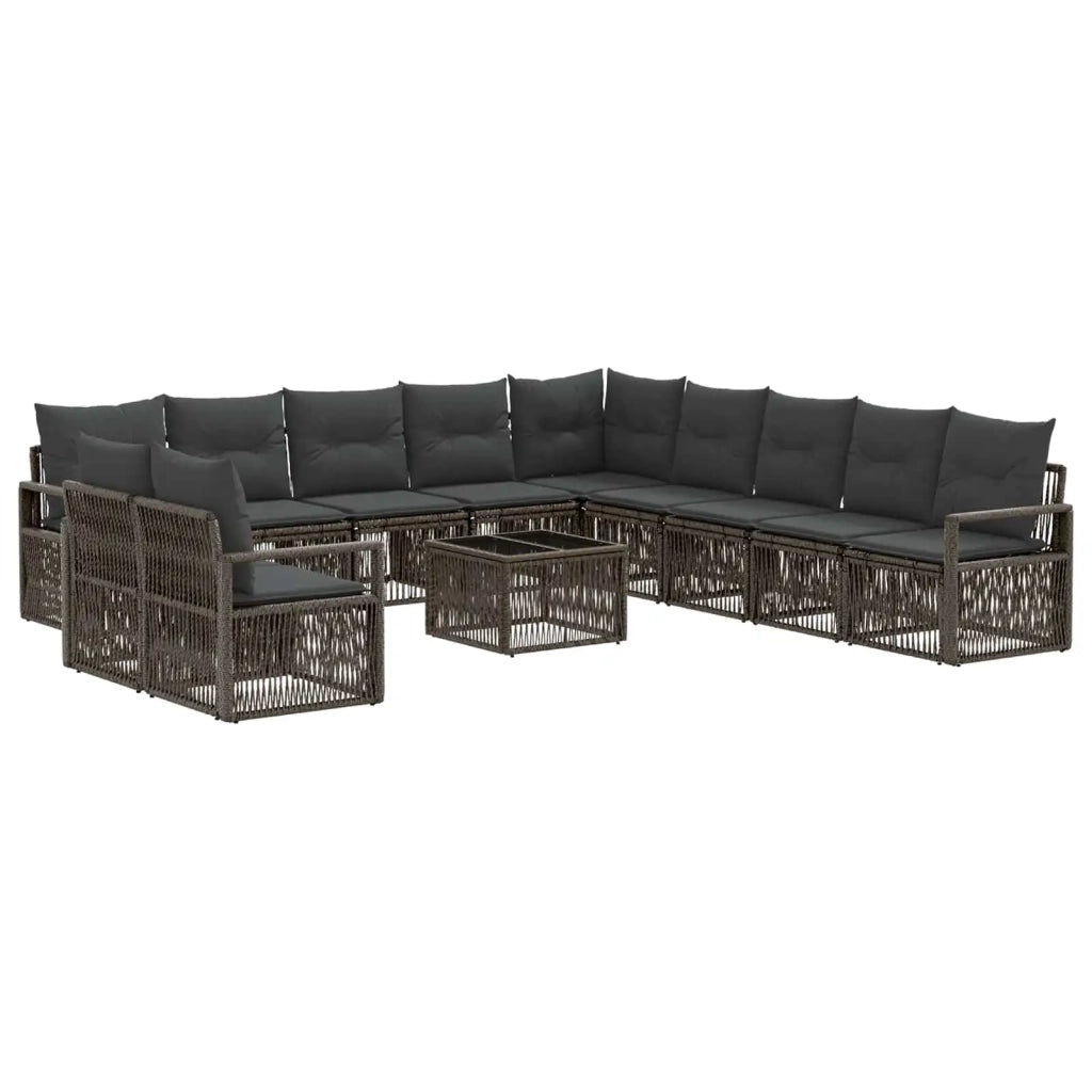 Set Divano da Giardino 12 pcs Grigio polyrattan