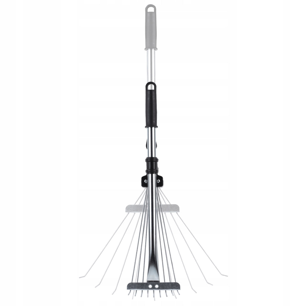 Rastrello in metallo KADAX per foglie ed erba, piccolo rastrello da giardino da 65 cm con 9 denti regolabili