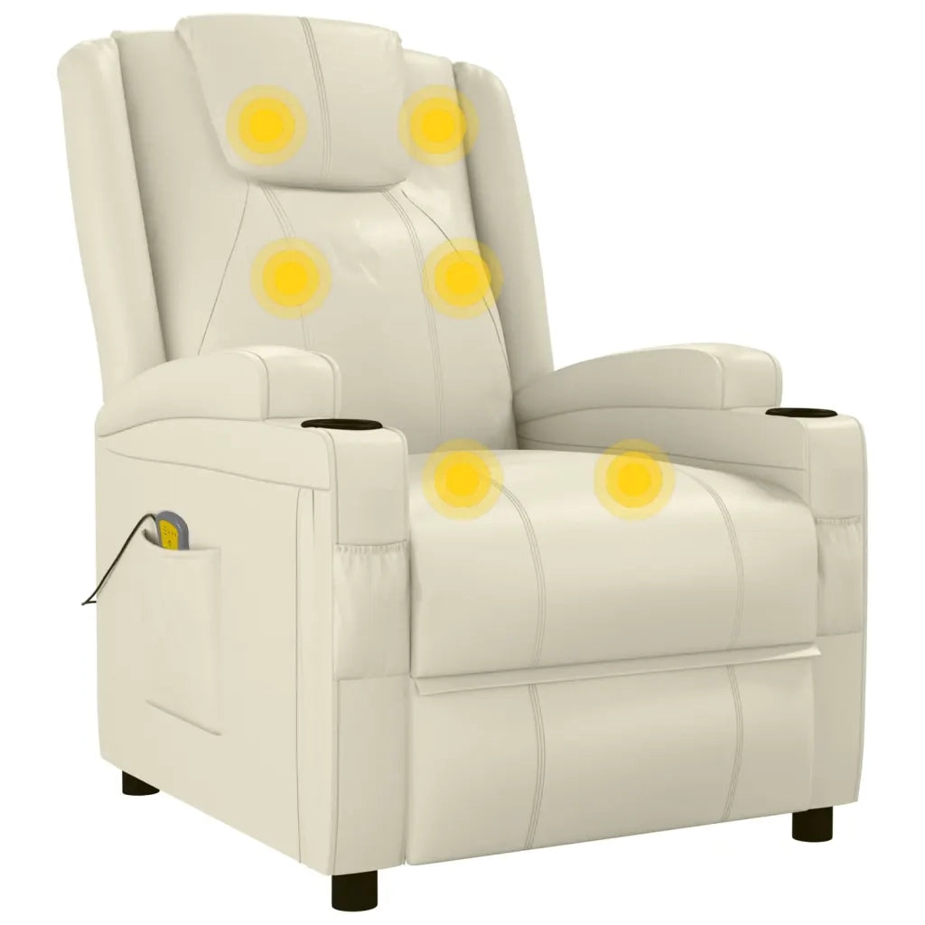 Poltrona Massaggiante Bianco Crema in Similpelle 342713