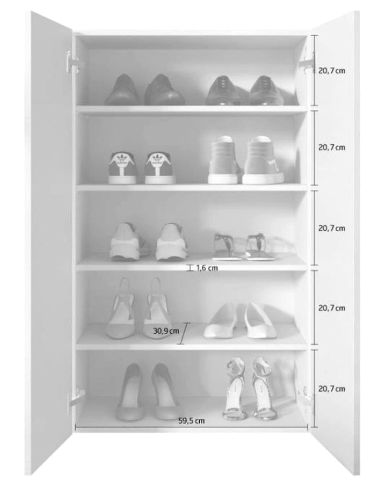 Mobile Portascarpe Rodengo, Scarpiera 4 Ripiani, 63x35x116h cm Bianco Lucido
