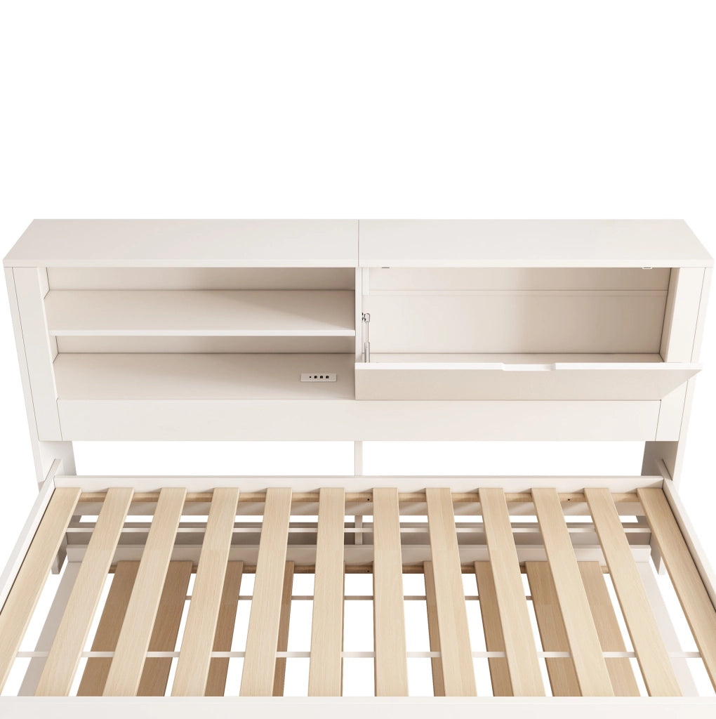Sofabed con letto estraibile e contenitore; 90x200 cm; bianco