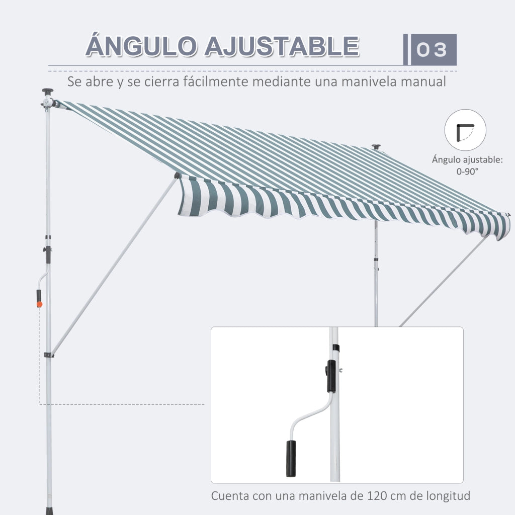 Toldo Retrattile Manuale ¨C zephmum ¨C Verde 300x150x170-280 cm