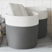 Cestini Portaoggetti 2pz Grigio e Bianco Ã˜28x28 cm in Cotonecod mxl 132797