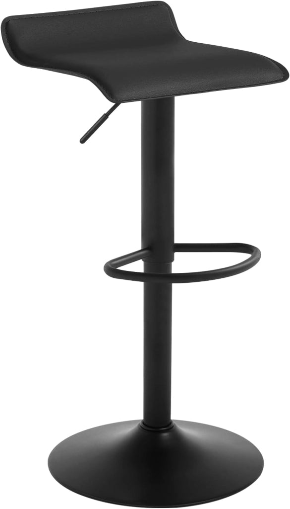 Sgabelli da Cucina Set di 2, Sgabelli da Bar, Altezza Regolabile, Girevoli a 360°, PU, Struttura in Metallo, Soggiorno, Bar, Caffè, Nero+Nero