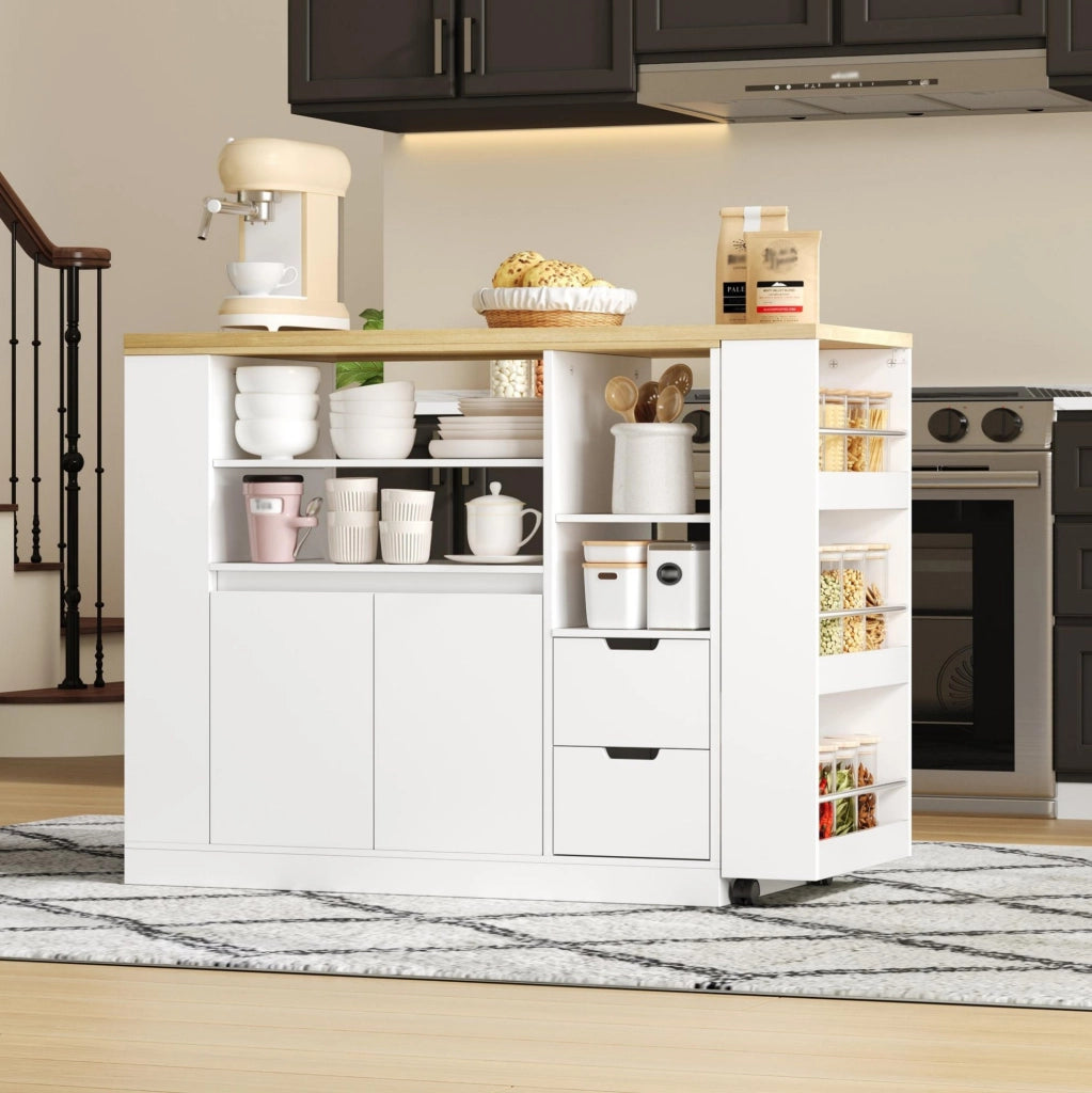Isola da cucina con piano girevole estraibile, 115 cm