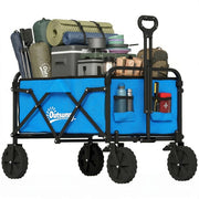 Carrello da Giardino Pieghevole con Ruote Bloccabili ¨C zephmum ¨C 85x50x99 cm Blu