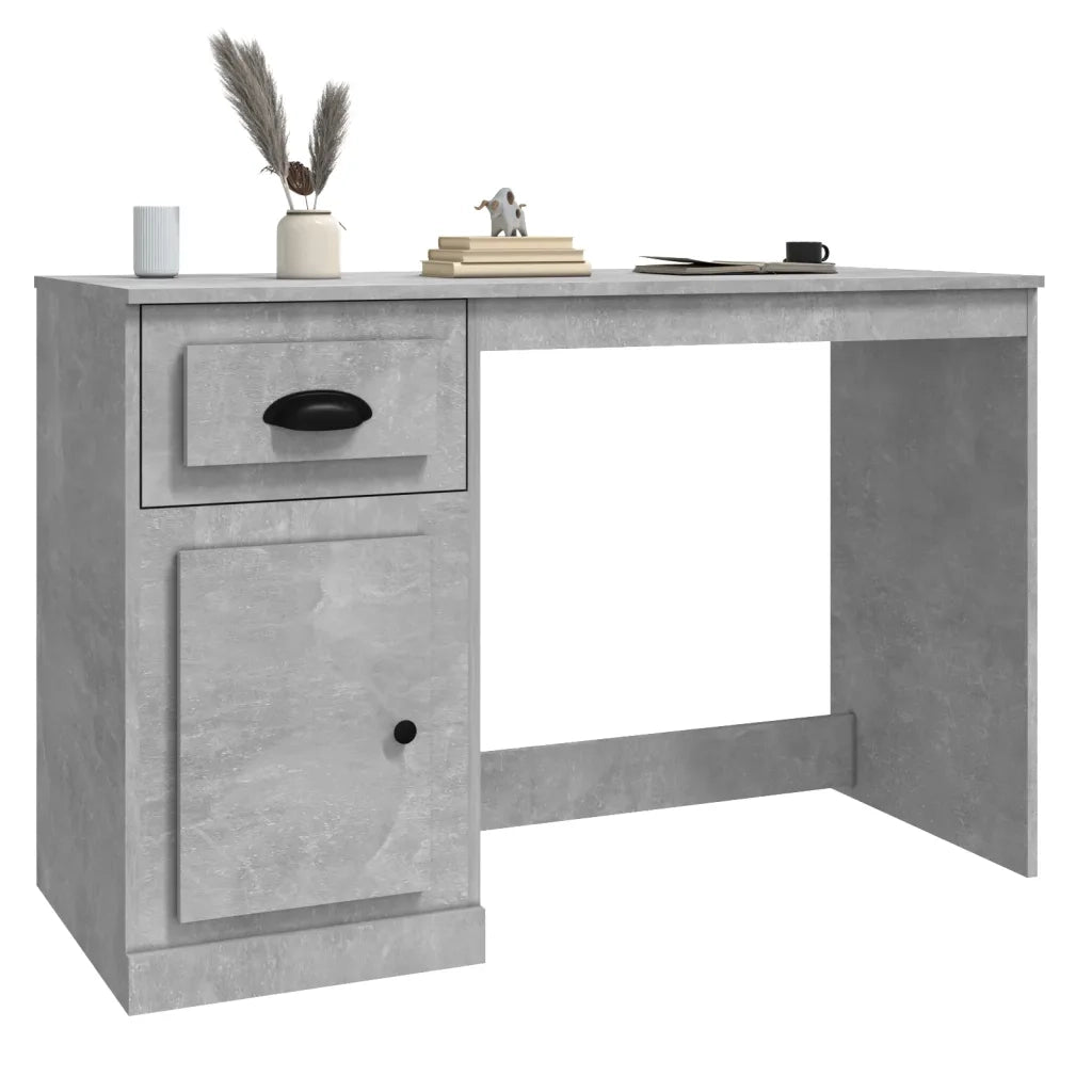 Scrivania Cassetto Grigio Cemento 115x50x75cm Legno Multistrato 816476