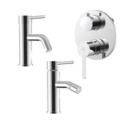 Set miscelatore lavabo e bidet senza scarico ed incasso doccia con deviatore in ottone cromato | Ava