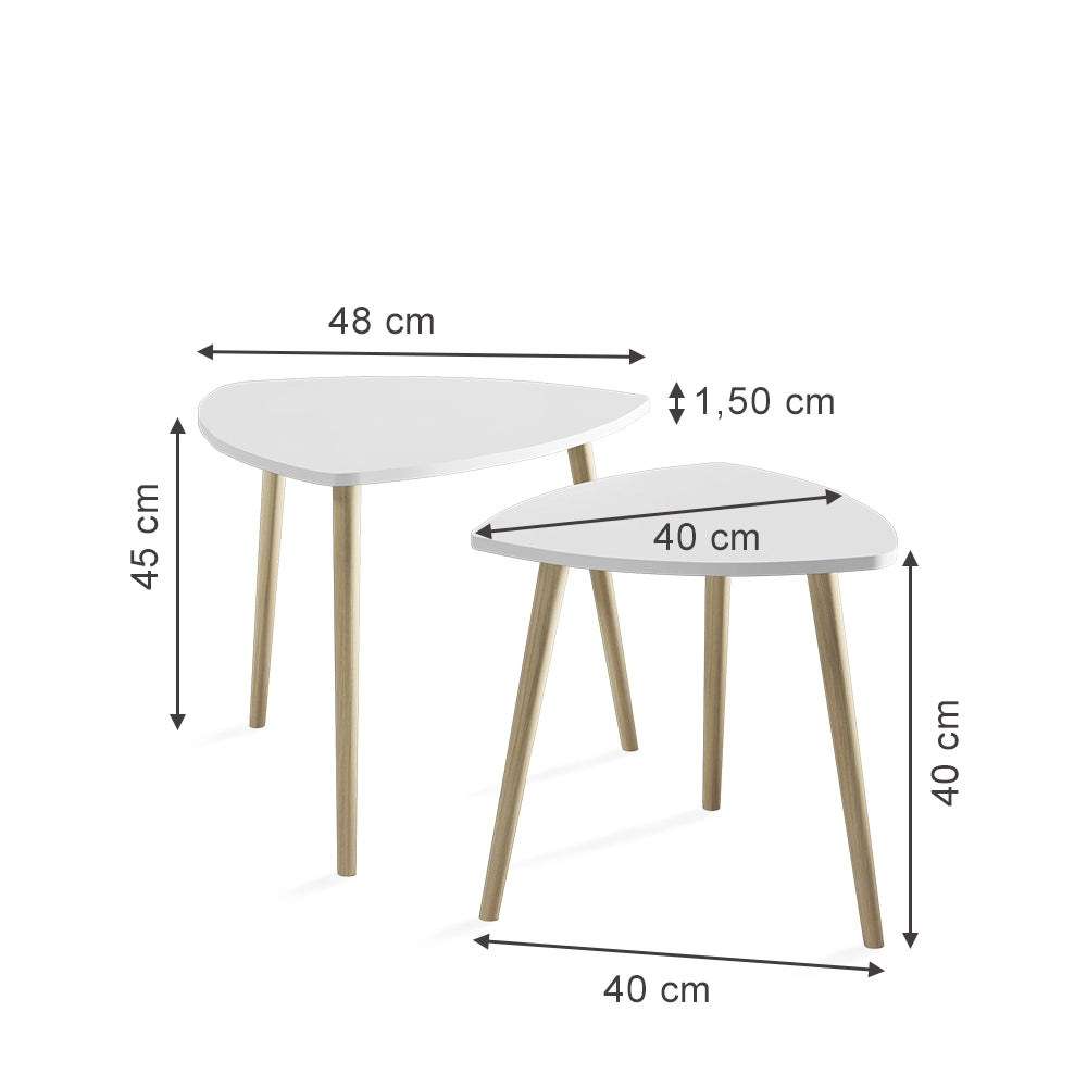 Vicco Tavolino da caffè Bianco/Sonoma 48 x 45 cm Set di 2