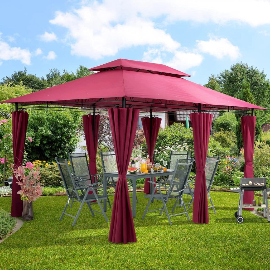Gazebo Topas Padiglione 3x4m in Metallo Resistente Idrorepellente con Pannelli Laterali Tendone da Giardino Feste