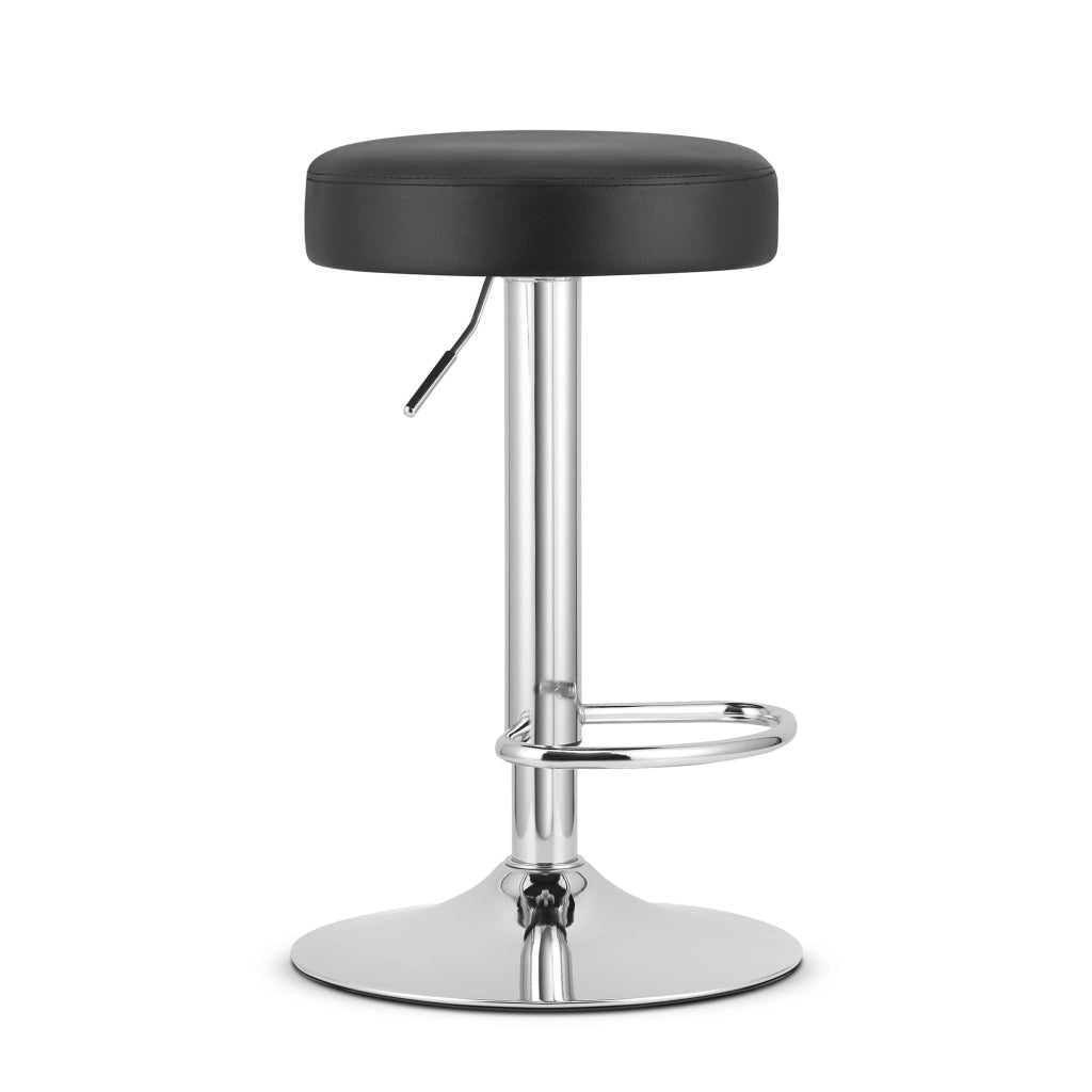 Sgabello girevole VALORA ROJST - Ecopelle nera / Base cromata x 2
