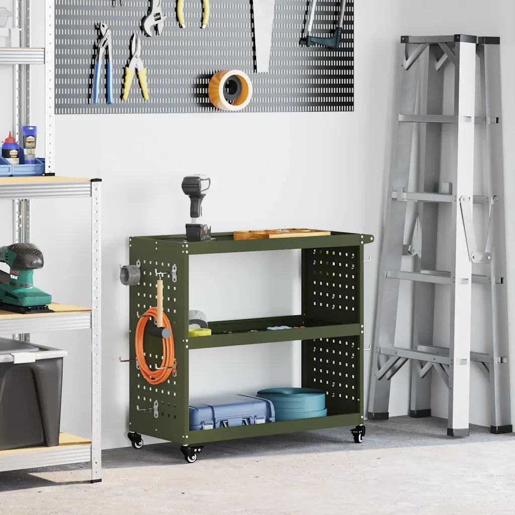 Carrello per Attrezzi con ruota Verde oliva 75 x 35 x 73 cm CFW8542374