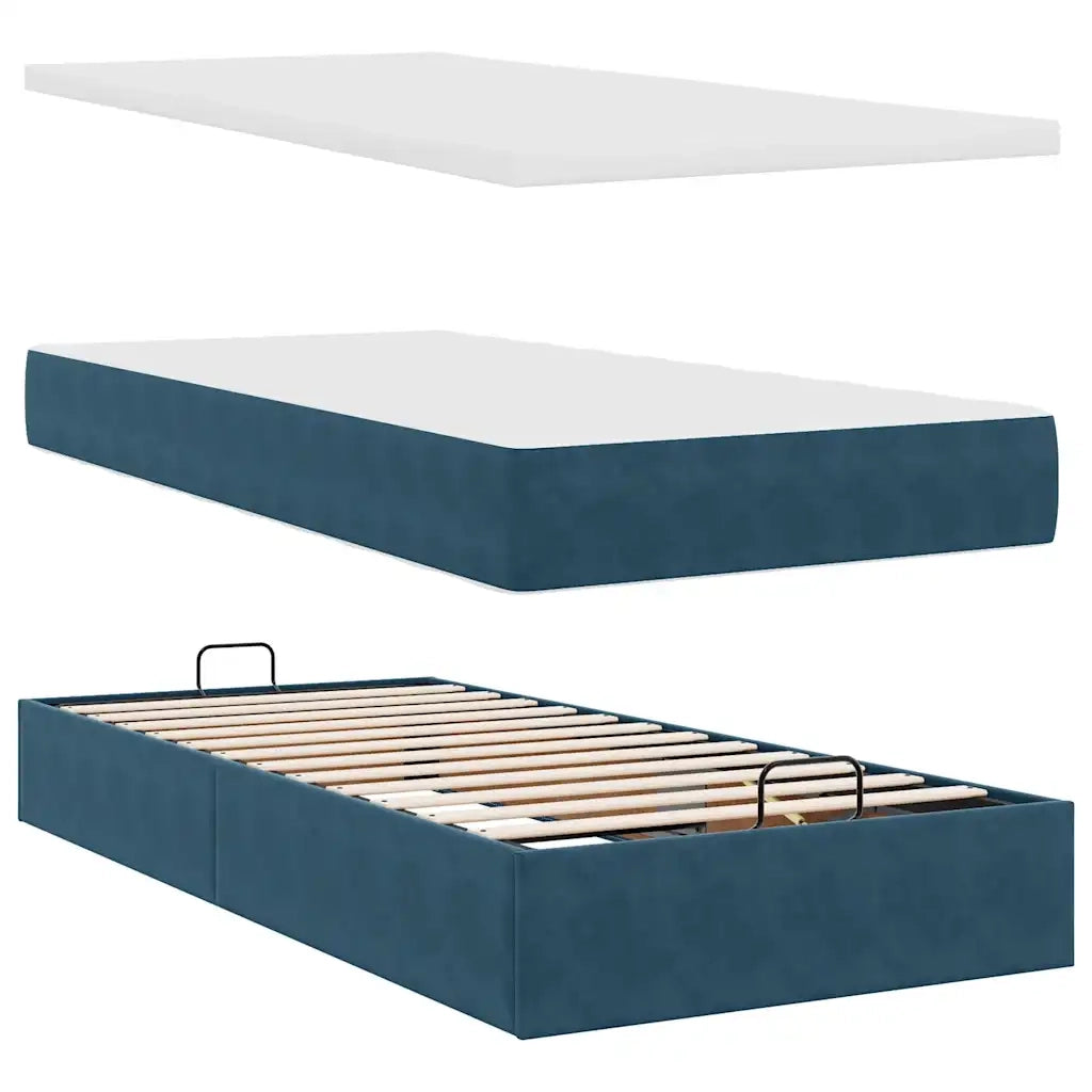 Struttura Letto Pouf con Materasso 90x190 cm in Velluto 3311889
