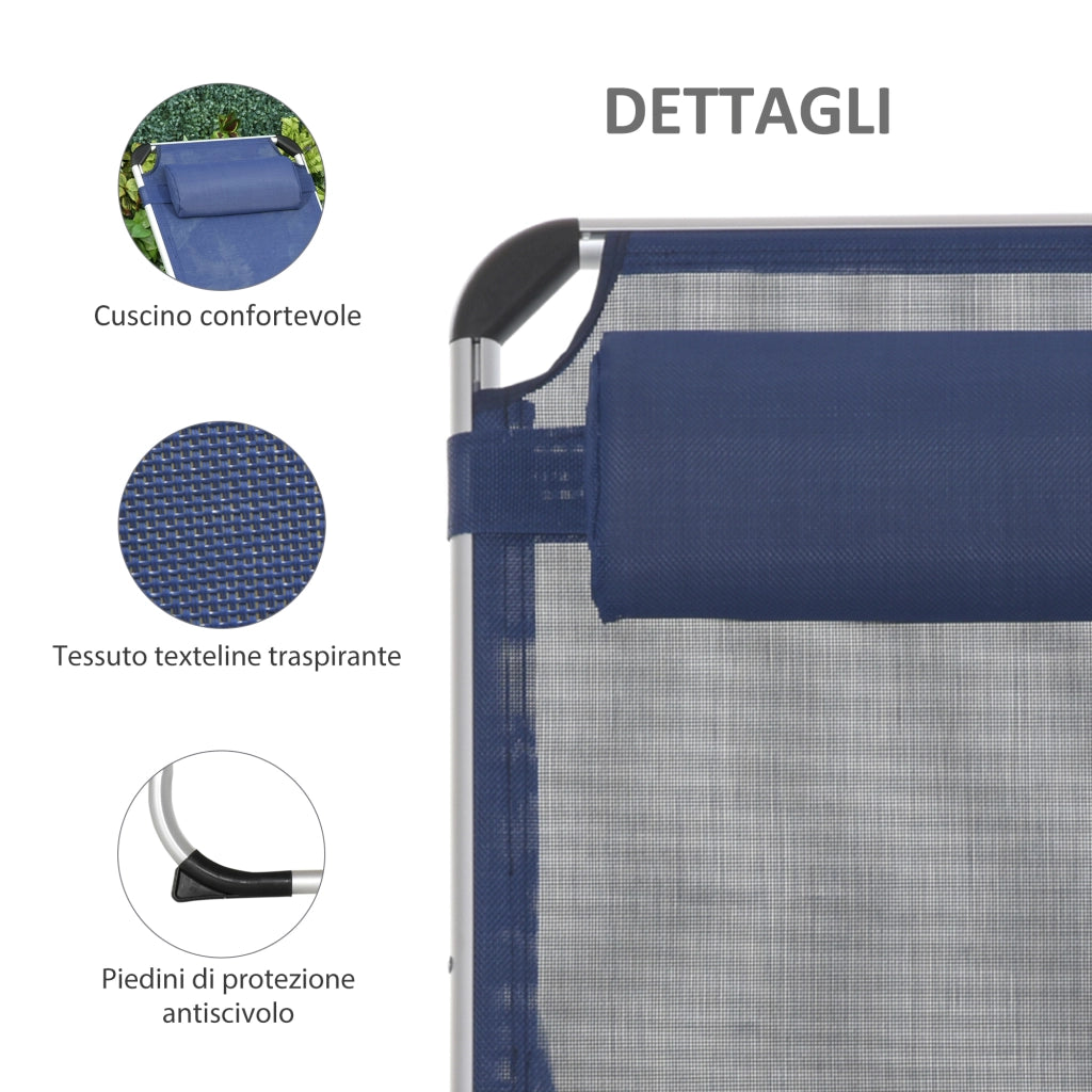 Sdraio Pieghevole da Giardino con Poggiatesta Regolabile ¨C zephmum ¨C Blu
