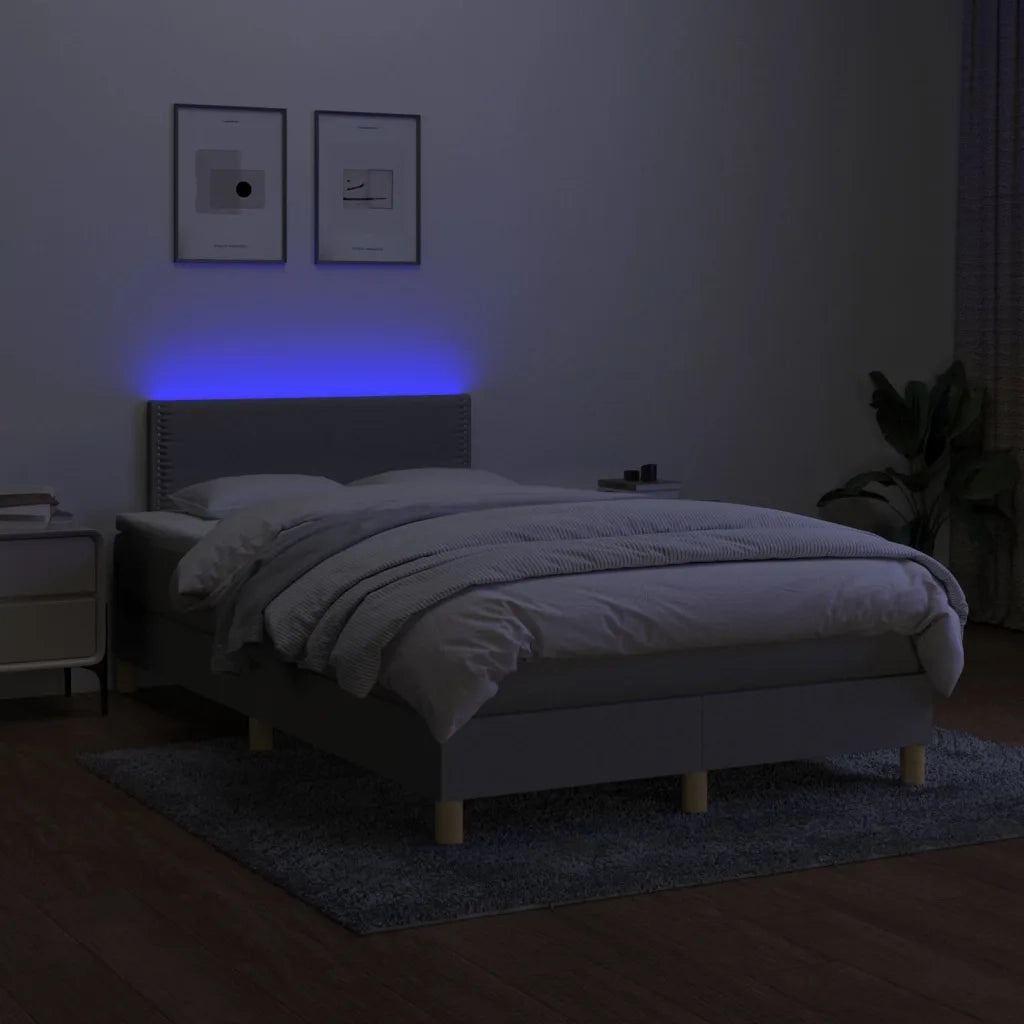 Letto a Molle Materasso e LED Grigio Chiaro 120x200 cm Tessuto 3133621