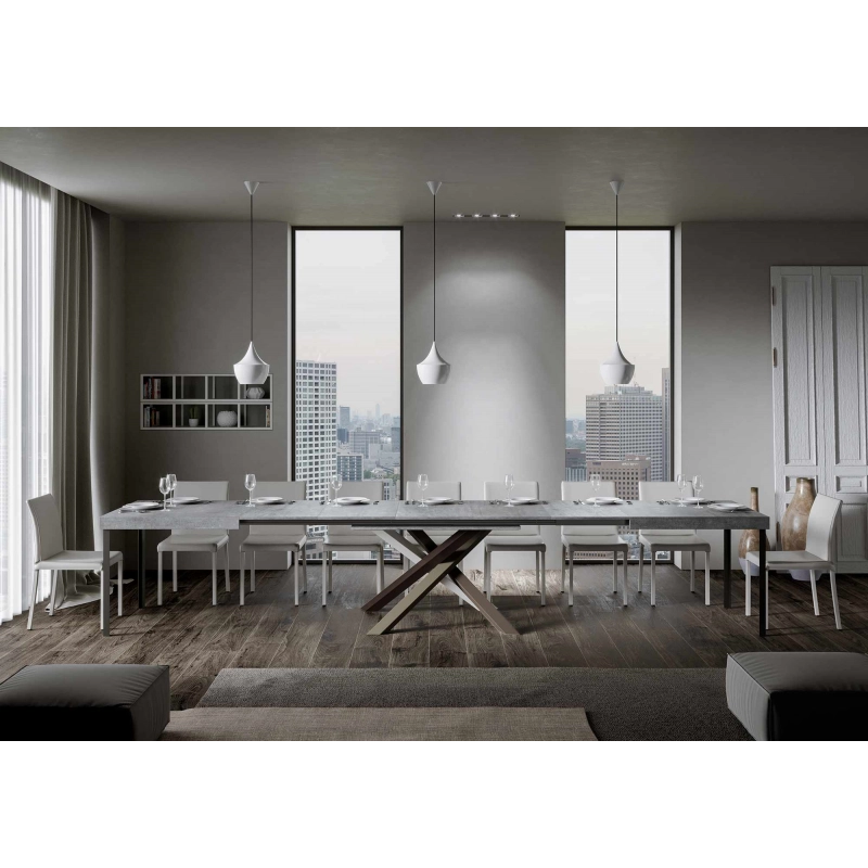 Tavolo allungabile 90x130/390 cm Volantis telaio gambe 4 colori (C) - Cemento