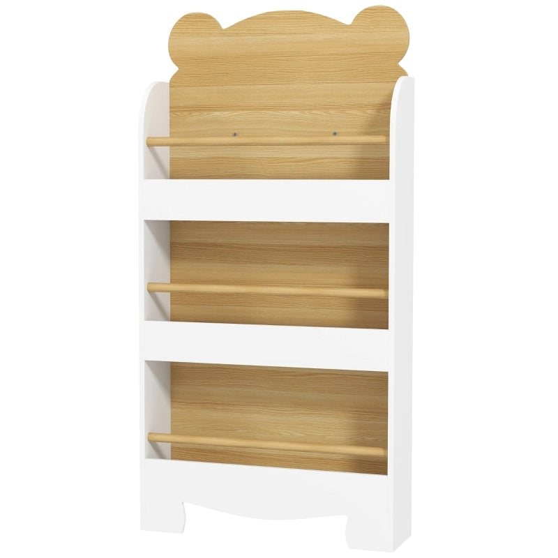Libreria per bambini con 3 ripiani, scaffale portaoggetti in legno, scaffale per giocattoli e libri, scaffale autoportante per camerette e sale
