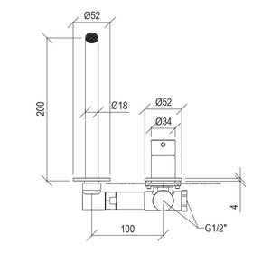 Rubinetto Miscelatore Monocomando a Parete Lavabo Oro Tevere