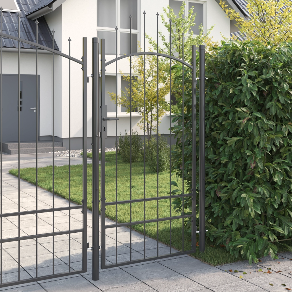 vidaXL Cancello da giardino con blocco Grigio 100 x 200 cm Acciaio