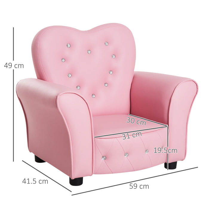 Poltroncina Mini per Bambini 59x41,5x49 cm in PVC Rosa