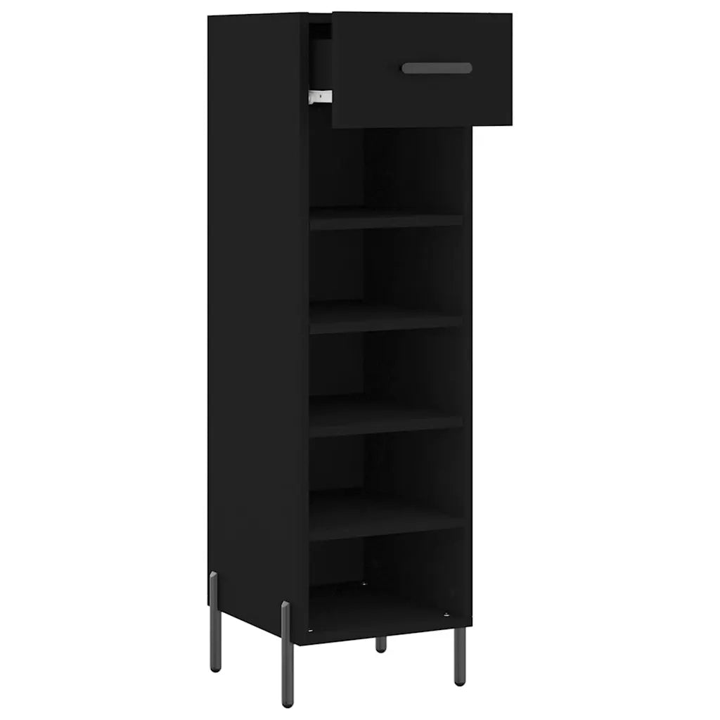 Scarpiera-Scaffale per scarpe Nera 30x35x105 cm in Legno Multistrato 633021