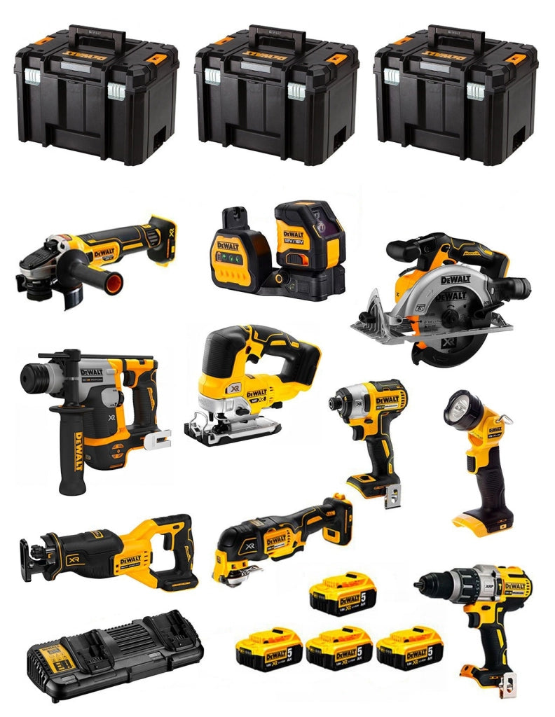 DeWALT Kit DCK1012P4T (DCD796+DCF887+DCS565+DCS382+ DCS356+DCS334+DCH172+DCG405+DCE088NG18+DCL040+4x5,0Ah +DCB132+3xTSTAKVI)