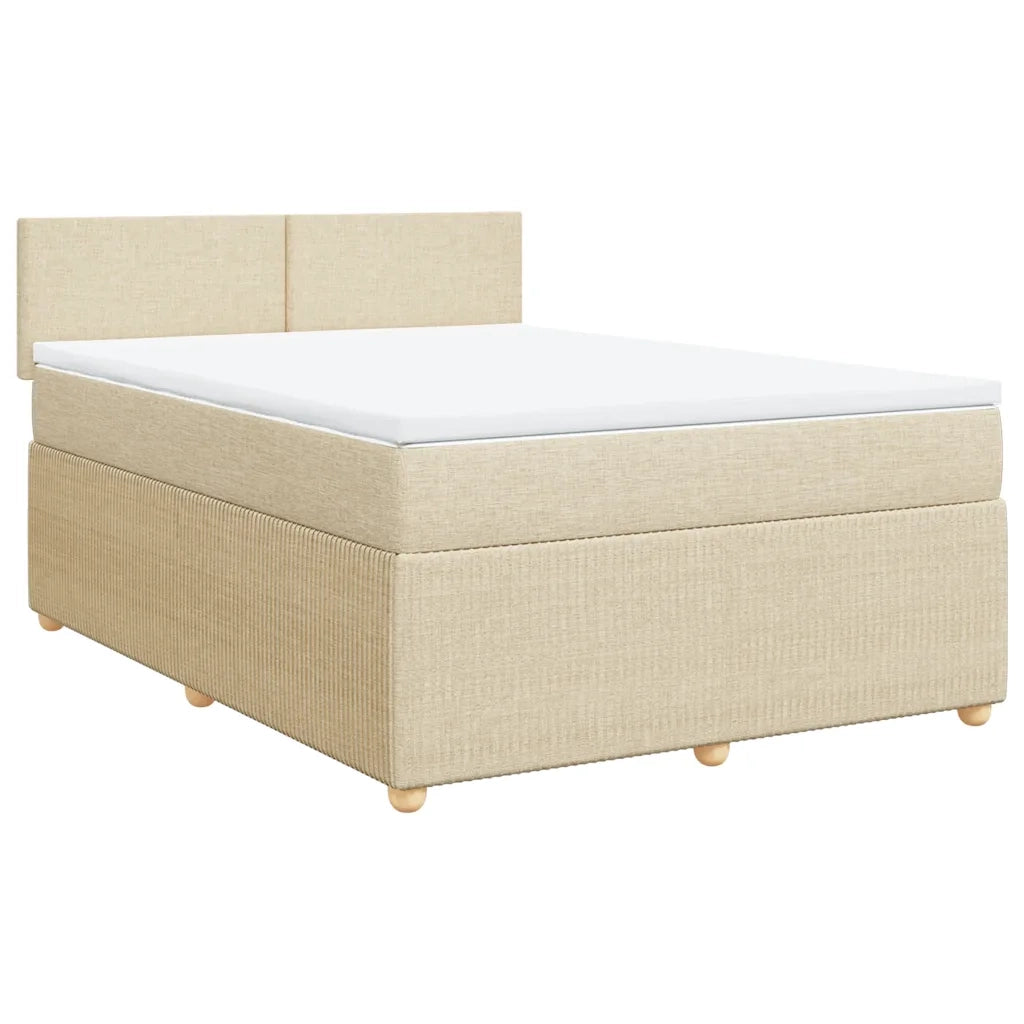 Giroletto a Molle con Materasso Crema 160x200 cm in Tessuto