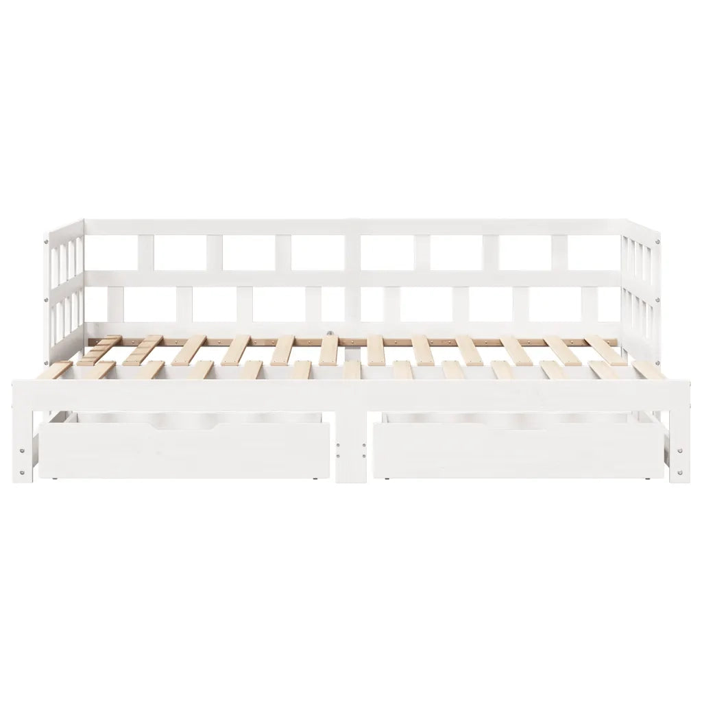 Letto Estraibile con Cassetti senza Materasso Bianco 90x200 cm