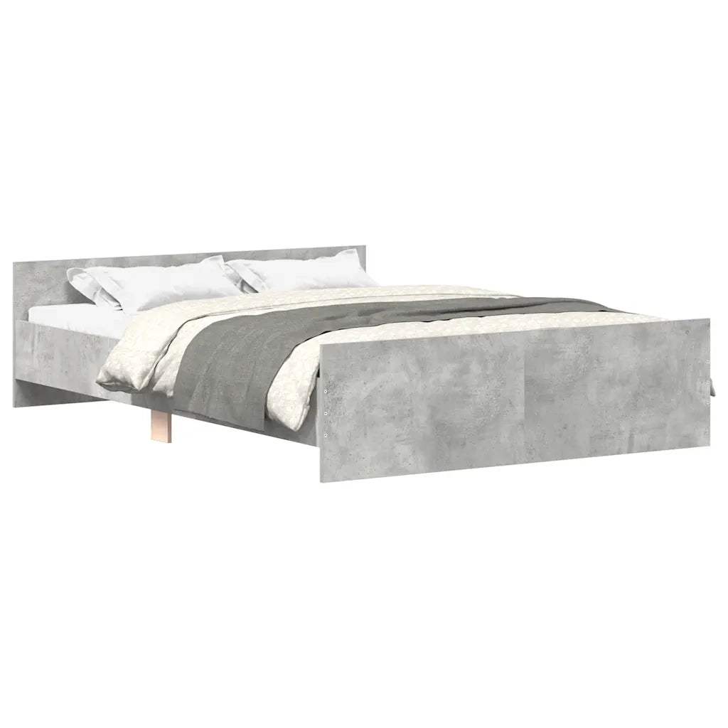 Giroletto con Testiera e Pediera-Struttura Letto Grigio Cemento 150x200 cm