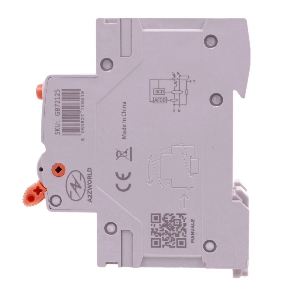 A2ZWORLD AFDD RCBO Interruttore Antincendio, Magnetotermico Differenziale con Rilevamento di Arco Elettrico, Tipo A Curva B, 1P+N 2M 6000A 30mA, AC 220V Doppia Leva GYR9NE-ARC (B25A)