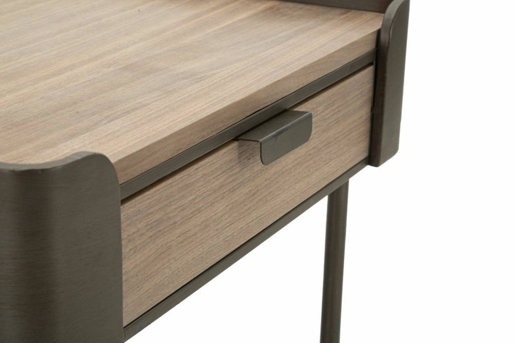 Tavolino da salotto Icona, Tavolo basso da caffè, Portariviste per divano, Ripiano da soggiorno, 60x60 h41 cm, Grigio e Marrone