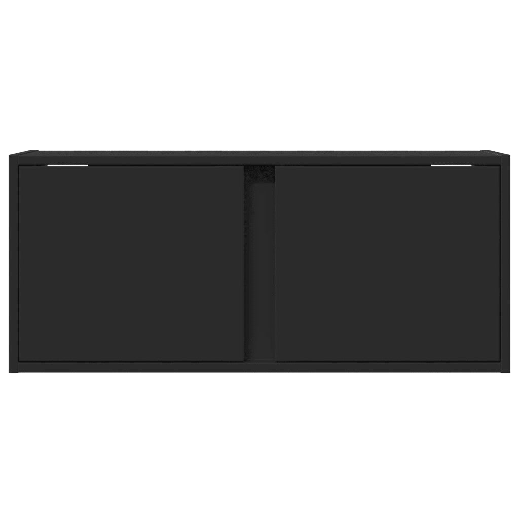 vidaXL Mobile TV a Parete con Luci LED Nero 80x31x35 cm