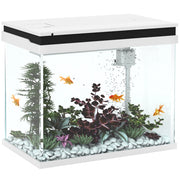 Acquario Vetro 41 Litri con Sistema Filtraggio, Luci LED, Pompa Acqua ¨C zephmum ¨C Bianco