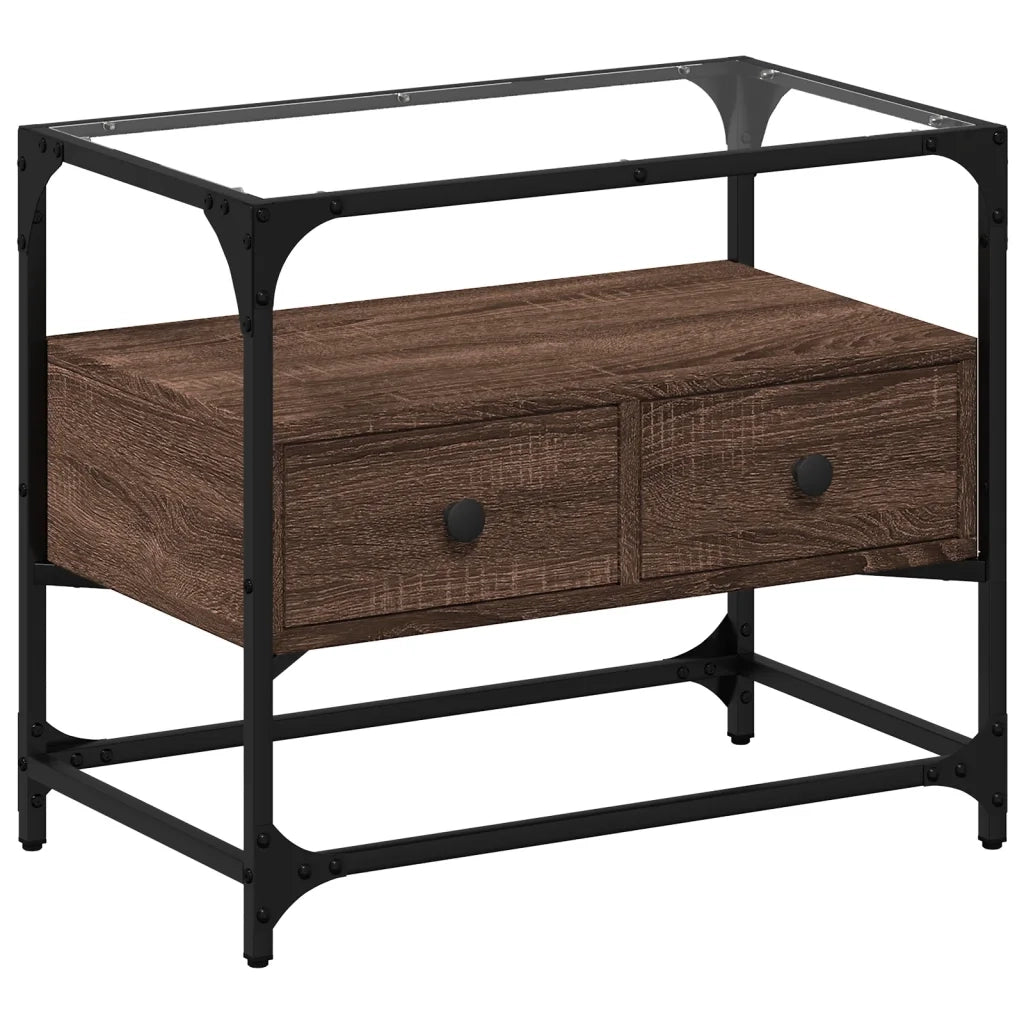 Mobile TV | Armadietto TV | Mobile Porta TV Piano Vetro Rovere Marrone 60x35x51 Legno Multistrato