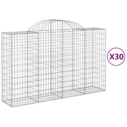 Cestini gabbioni recinzione a gabbia muro di contenimento ad arco 30 pezzi 200 x 50 x 120/140 cm ferro zincato argento 02_0040827