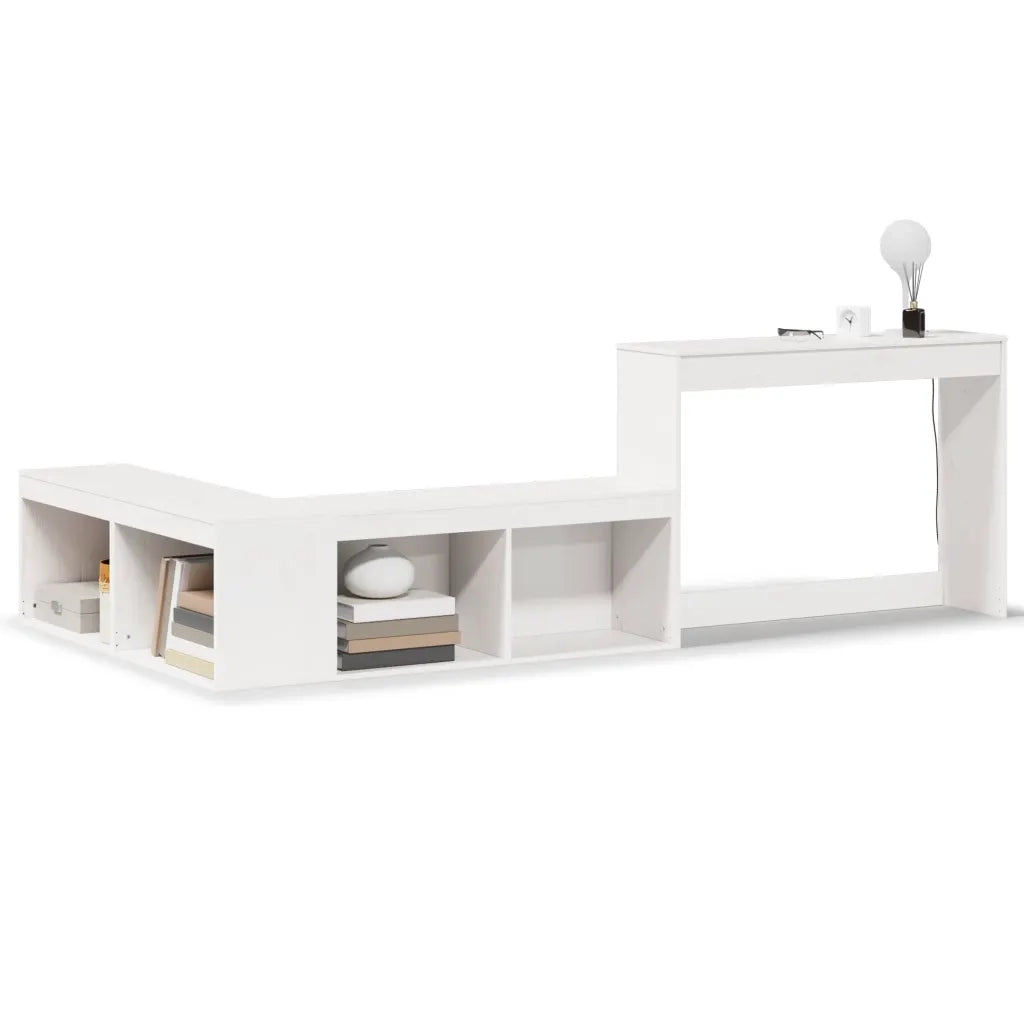 Comodino con Scrivania Bianco 222x107x75 cm in Legno di Pino 855757
